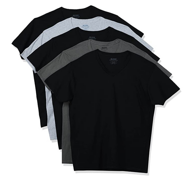 Pack Of 5 Gildan Men's V-Neck T-Shirts