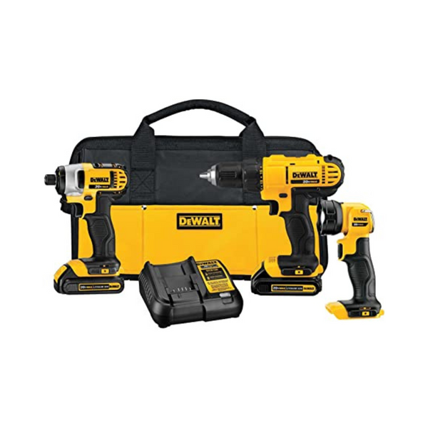 Kit combinado de taladro inalámbrico DEWALT 20V MAX, 3 herramientas