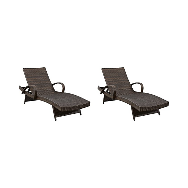 Signature Design by Ashley Outdoor Kantana 2 Piece Patio Wicker Chaise Lounge Set