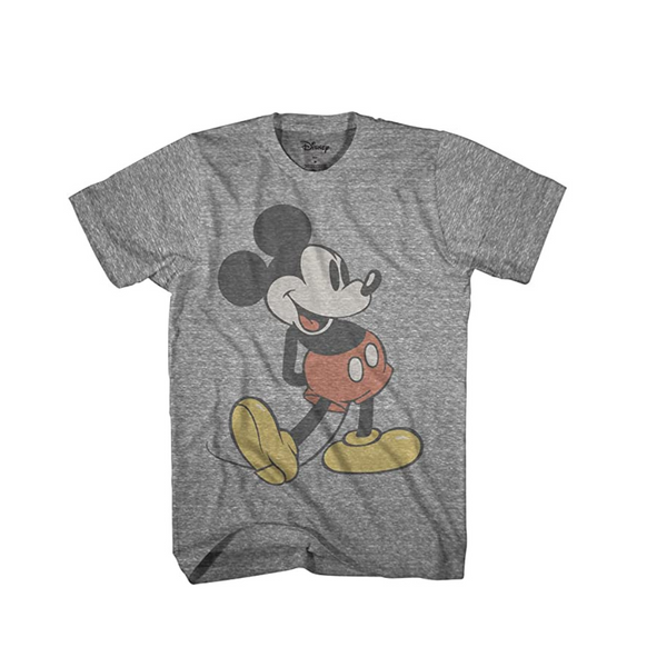 Disney Men's Giant Mickey Mouse Gray Graphic T-Shirt