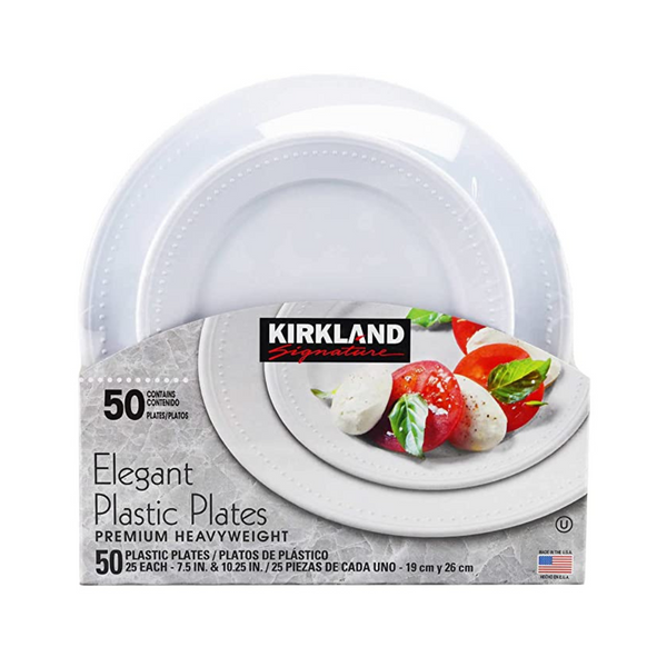 Kirkland Signature Elegant Plastic Plates Premium Heavy Weight Size