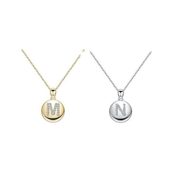 CZ Initial Engraved Necklaces (All Abc's)