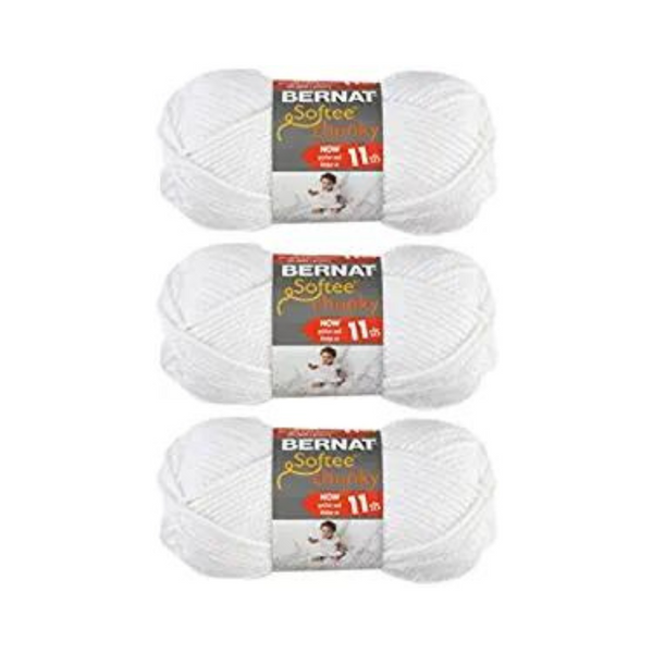 3-Pack Bernat Softee Chunky Yarn, 2.8oz Super Bulky 6 Gauge (White)