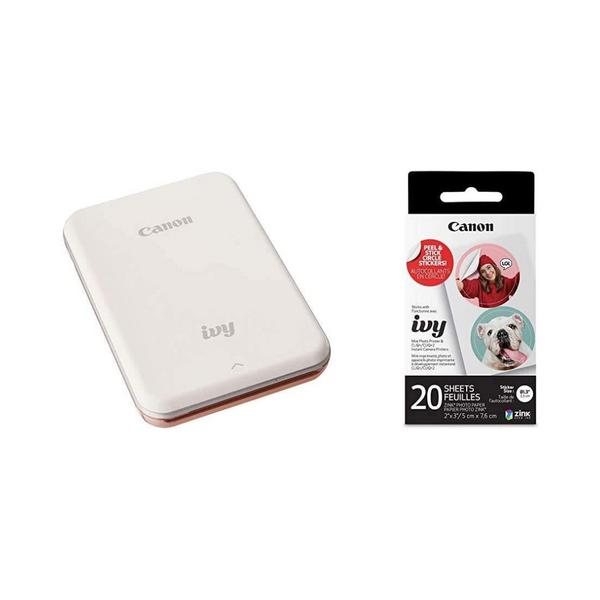 Canon Ivy Mobile Mini Photo Printer + 20x Circle Sticker Paper