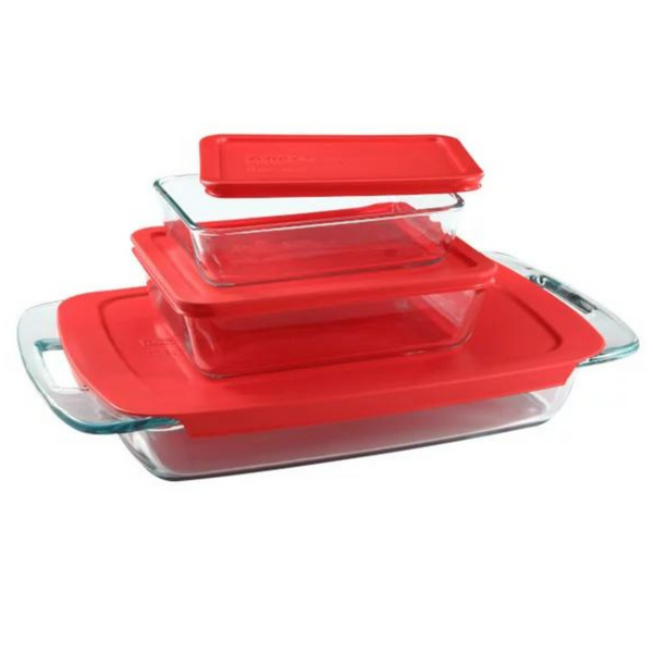 6 Piece Pyrex Easy Grab Bake & Store Glass Storage