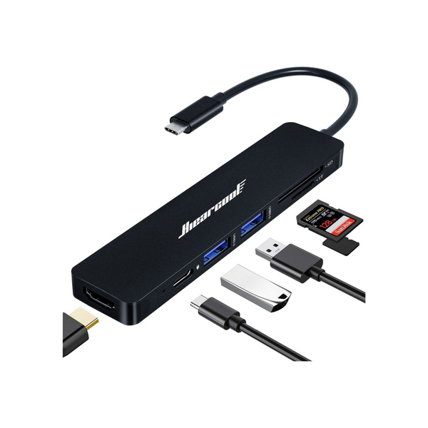 Hiearcool USB C Hub,USB C Adapter for MacBook Pro/Air-Carbon Black