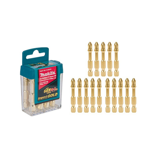 15-Piece Makita Impact Gold #2 Phillips 2'' Power Bit (B-60523)