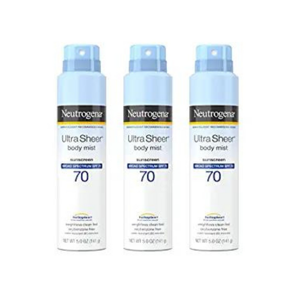 Paquete de 3 aerosoles de protección solar de amplio espectro Neutrogena Ultra Sheer Body Mist SPF 70