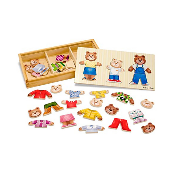 Melissa & Doug Mix ‘n Match Wooden Bear Family Dress-Up Puzzle