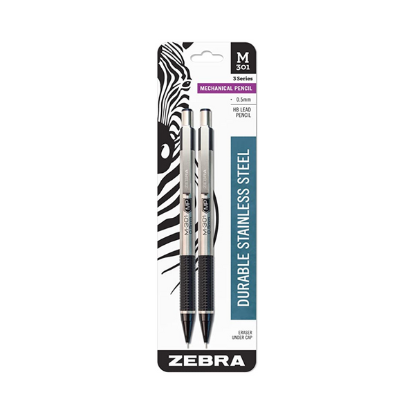 Paquete de 2 portaminas Zebra Pen M-301, punta fina, 0,5 mm