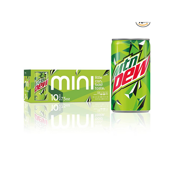 10 Mini Cans of Mountain Dew Soda