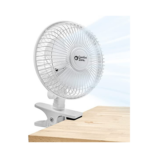 Comfort Zone Quiet Portable Indoor 2-Speed Desk Fan with Clip