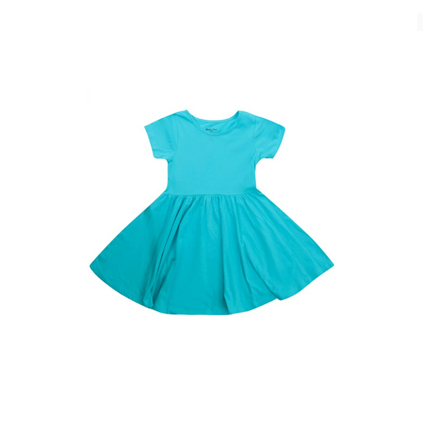 Girls Short Sleeve Twirly Skater Dress (14 Colors)