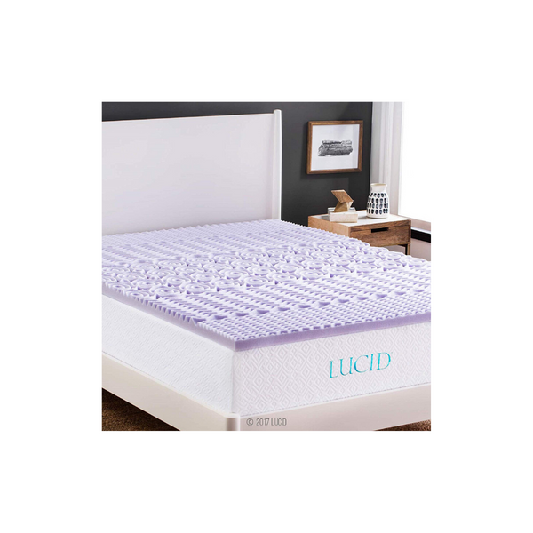 LUCID 2 Inch 5 Zone Lavender Memory Foam Mattress Topper - Twin