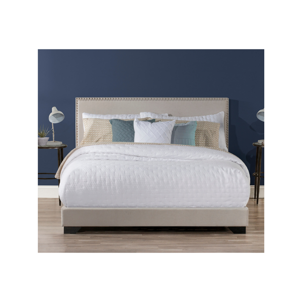 Hillsdale Willow Fog Nailhead Trim Upholstered Bed Frame (Queen)