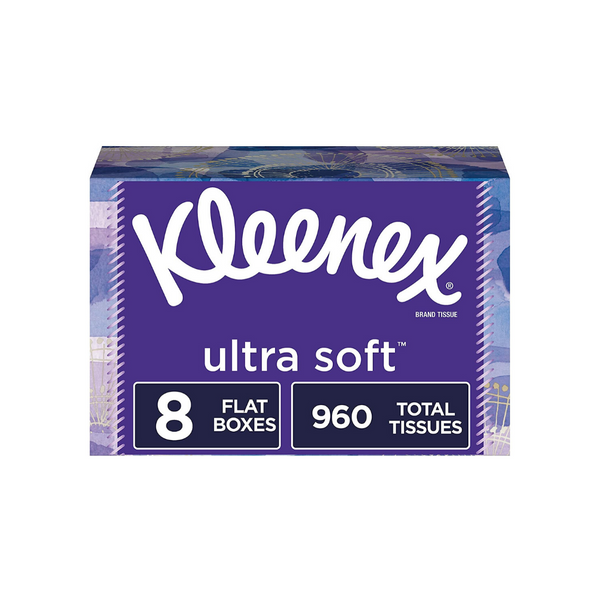 8 Boxes Of 120 Kleenex Ultra Soft Facial Tissues