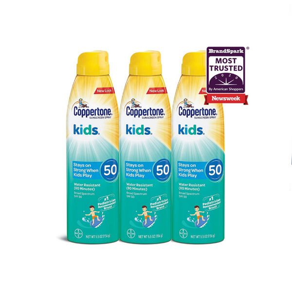 3 Cans of Coppertone KIDS Sunscreen Continuous Spray SPF 50