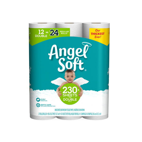 12 Double Rolls Of Angel Soft Toilet Paper