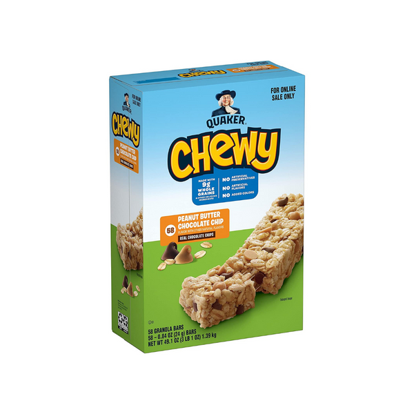 58 Quaker Chewy Granola Bars, Peanut Butter Chocolate Chip (OU-D)