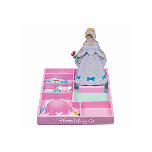 Melissa &amp; Doug Disney Cenicienta Set de juego de simulación de muñeca de madera con disfraces magnéticos