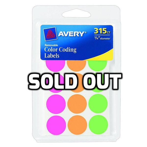 Pack of 315 Avery Round Color Coding Labels