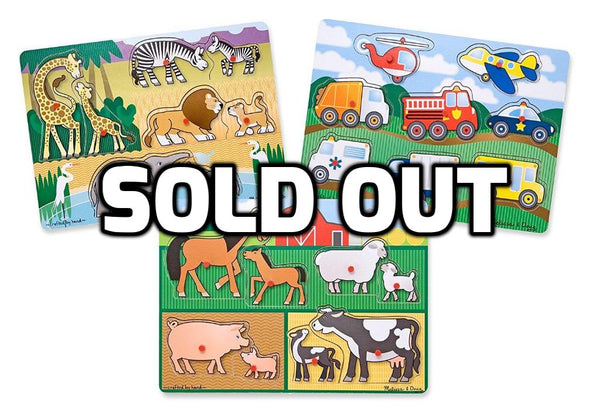 3 Melissa & Doug wooden peg puzzles