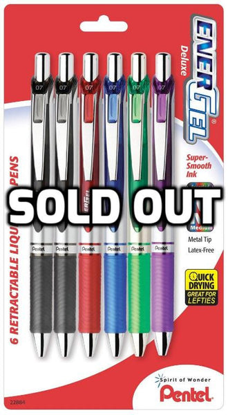 Pack of 6 Pentel gel pens