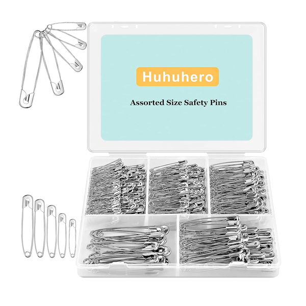 340-Pack Safety Pin Assorted Kit, 5 Sizes for Creative Work, Sewing, Crafting, Dress Designing