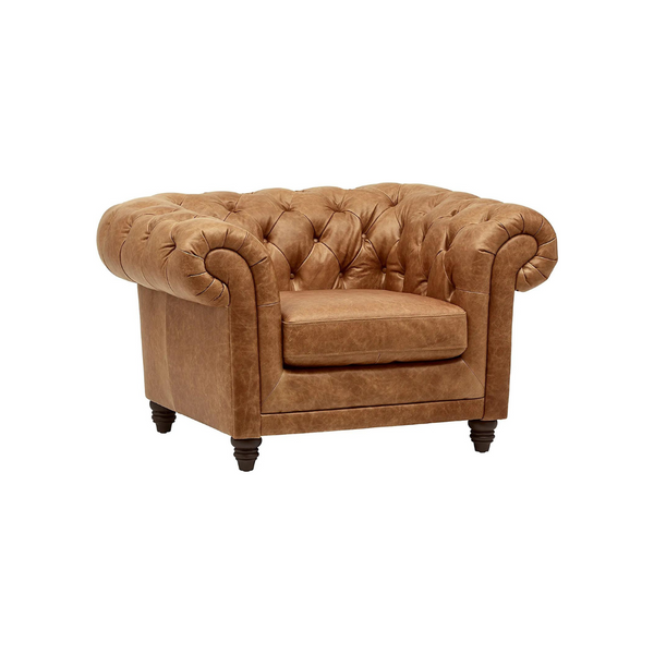 Chesterfield Tufted Leather Accent Chair