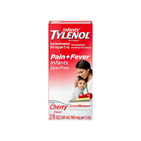 Medicina líquida Tylenol para bebés, cereza sin colorantes, 2 onzas líquidas