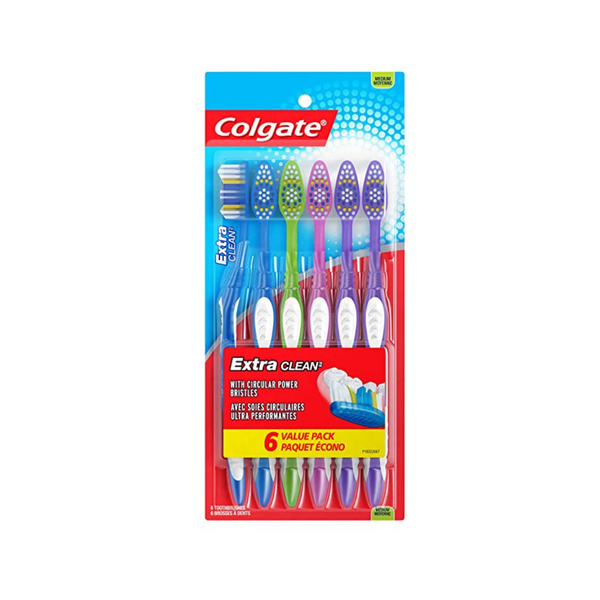 6 Colgate Extra Clean Toothbrushes