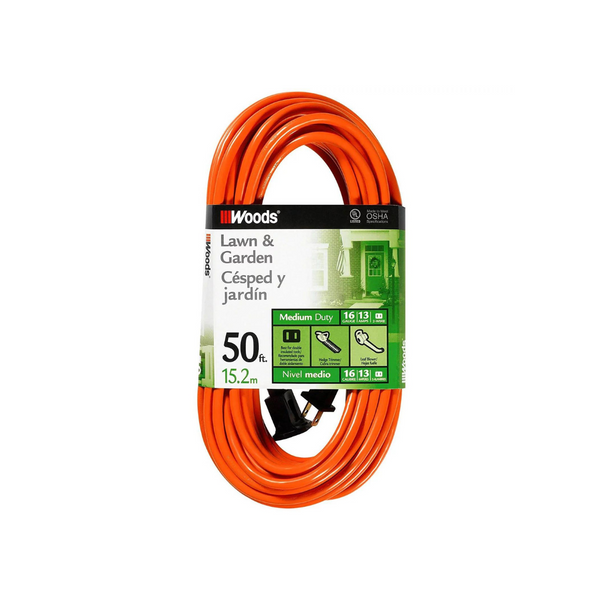 Cable de extensión de uso general Woods de 50 pies