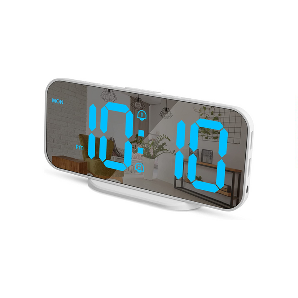 Reloj despertador digital LED con espejo