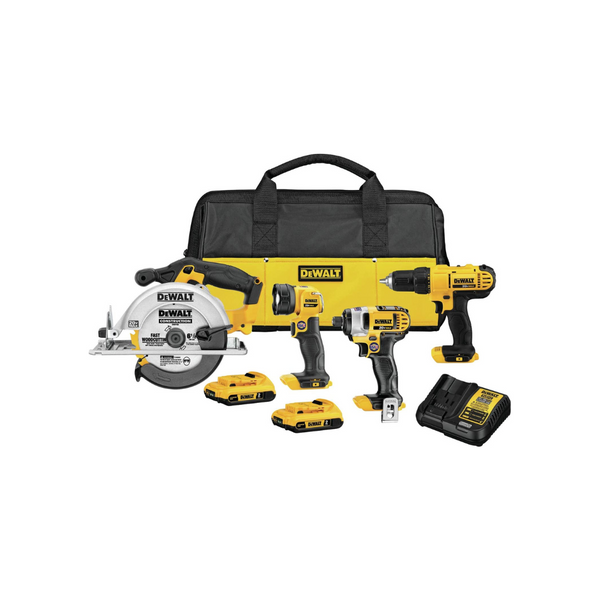 4 Tool Dewalt 20V MAX Cordless Drill Combo Kit