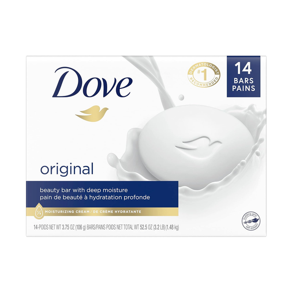 Paquete de 14 barras de belleza en crema hidratante Dove Original, 3.75 oz