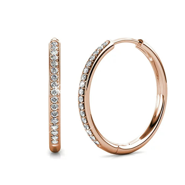 Cate & Chloe Bianca 18k White Gold Hoop Earrings with Swarovski Crystals (3 Colors)