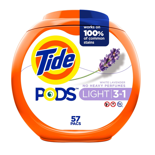 57 Tide Pods Powerful Laundry Detergent - Light & Lasting, White Lavender/Ocean Mist Scent