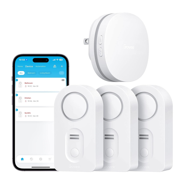 Paquete de 3 detectores de agua WiFi Govee con alarma de 100 dB y alertas de aplicación