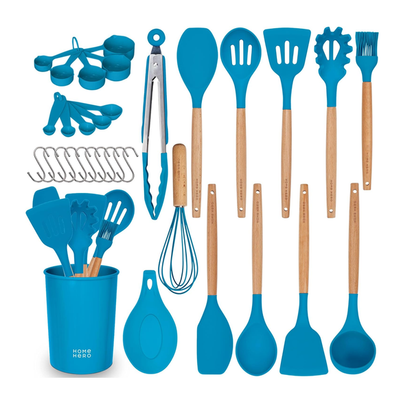 33-Piece Home Hero Silicone Kitchen Utensils Set - Heat & Scratch Resistant