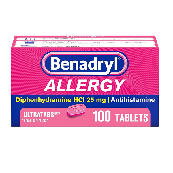 100 Benadryl Allergy & Cold Relief Tablets