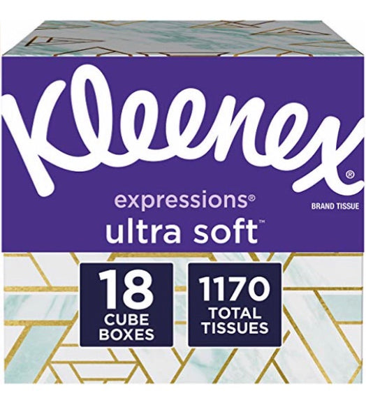 18 cajas cúbicas de pañuelos faciales ultra suaves Kleenex Expressions