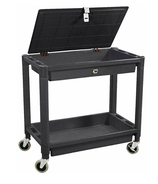 Astro Pneumatic Tool 2 Shelf Plastic Cart with Locking Lid