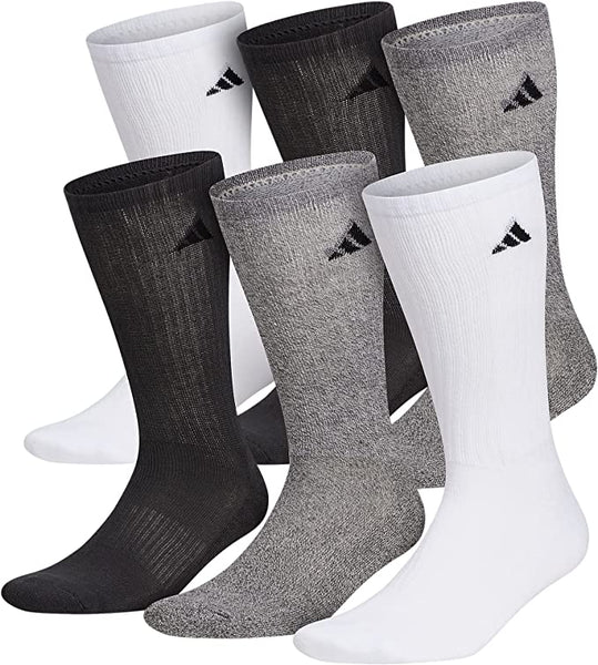 6 Pairs Of adidas Men’s Athletic Cushioned Crew Socks