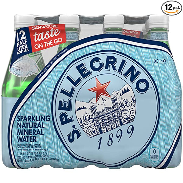 12 Bottles of S.Pellegrino Sparkling Natural Mineral Water