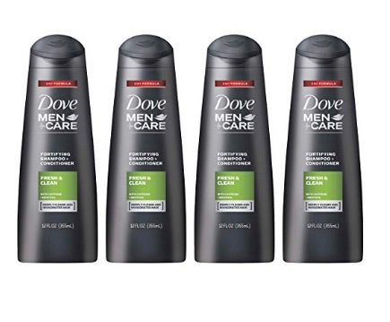 4 Bottles Dove Men+Care 2 in 1 Shampoo and Conditioner (Fresh & Clean)