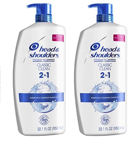 2 botellas Head and Shoulders, champú y acondicionador (Classic Clean - 32 Oz)